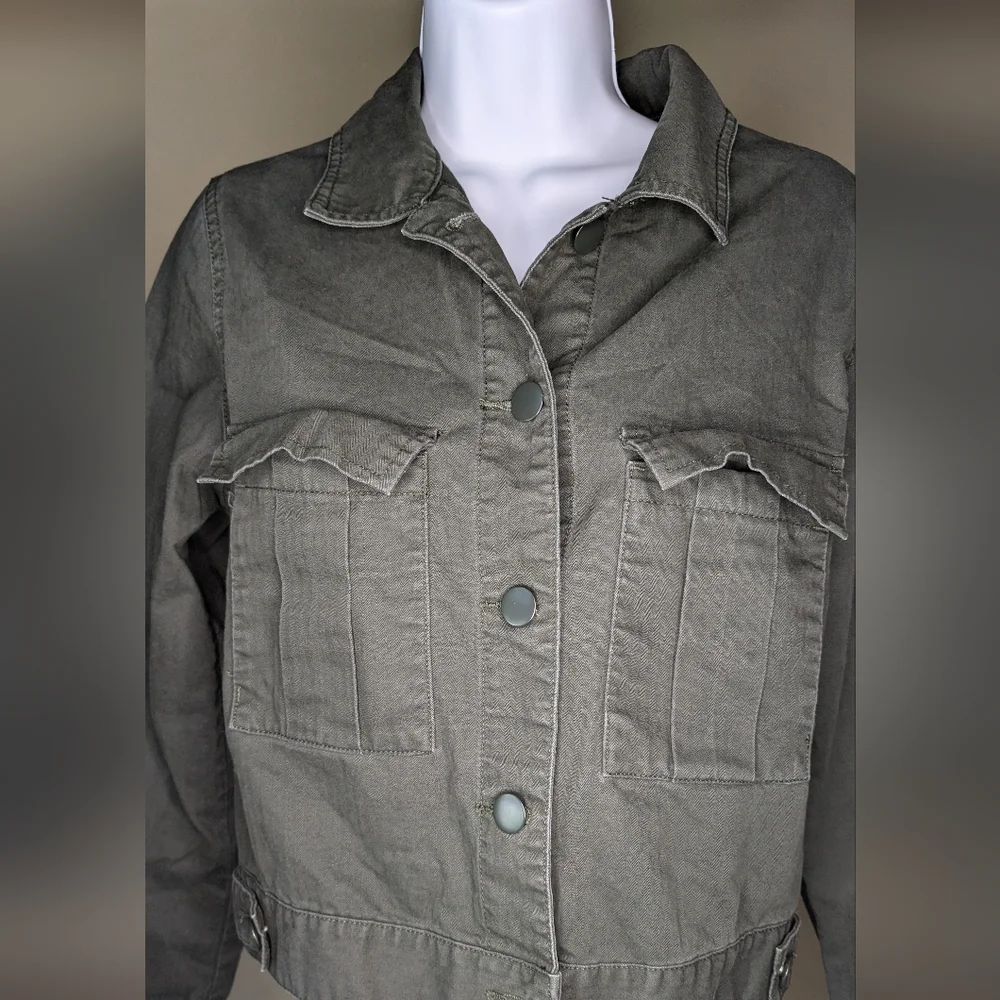 A New Day Cropped Jacket Olive Green - Picture 2 of 6